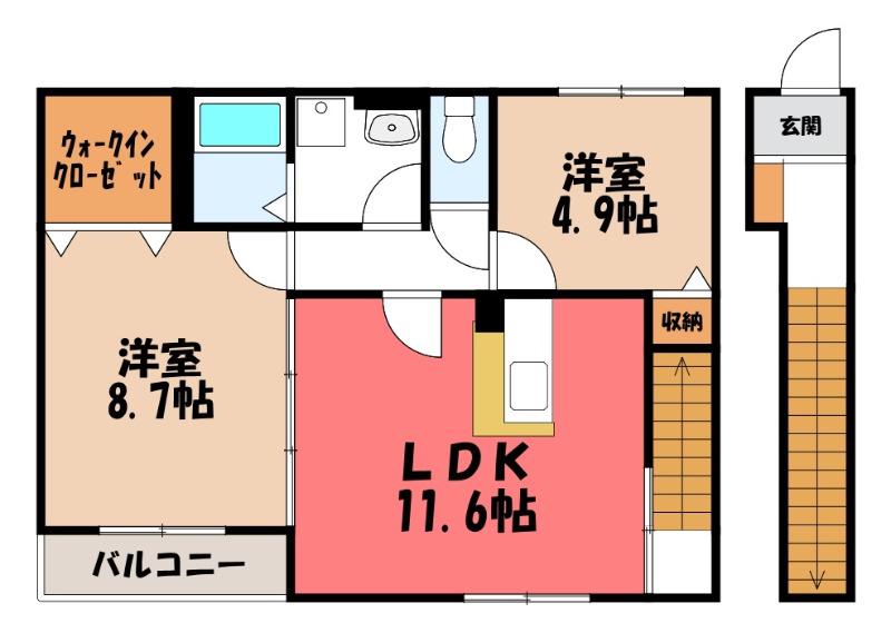 フォレストIII(2LDK/2階)の間取り写真
