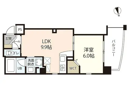 GRAND-PLACE十日市(1LDK/6階)の間取り写真