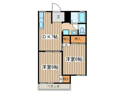 シェモア(2DK/2階)の間取り写真