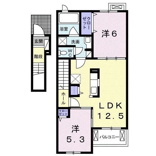 セレーノC(2LDK/2階)の間取り写真
