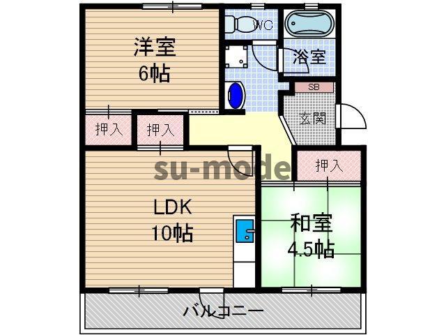 サン春日丘(2LDK/3階)の間取り写真