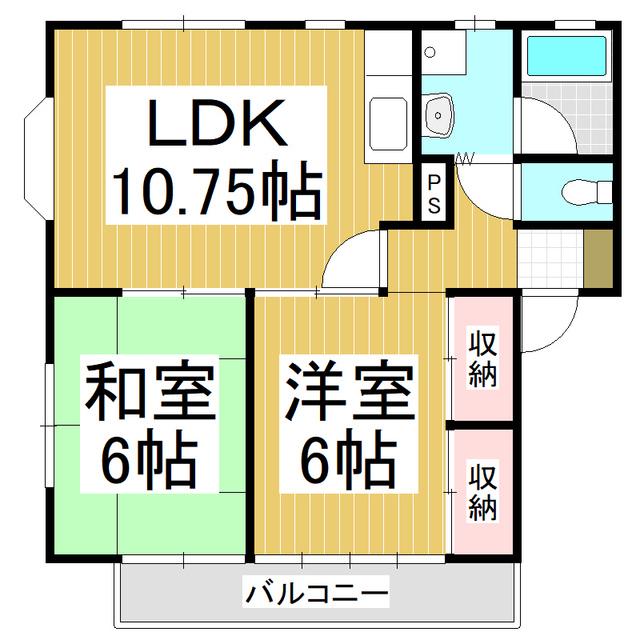 サンハイツマキA(2LDK/2階)の間取り写真