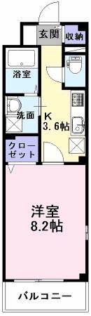 ユーヴェSIII(1K/2階)の間取り写真