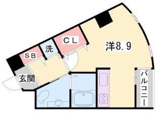 クロス磯上公園(ワンルーム/5階)の間取り写真