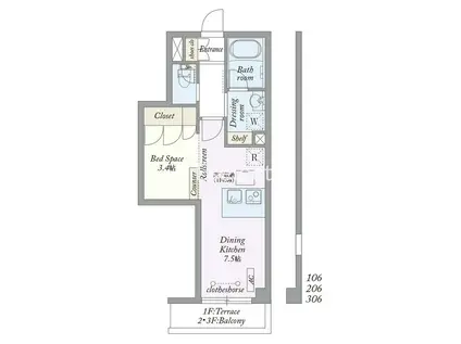 MYSTYLE VINTAGE成田囲護台(1DK/3階)の間取り写真