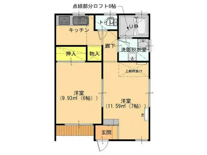 サンオーラ(2K/1階)の間取り写真