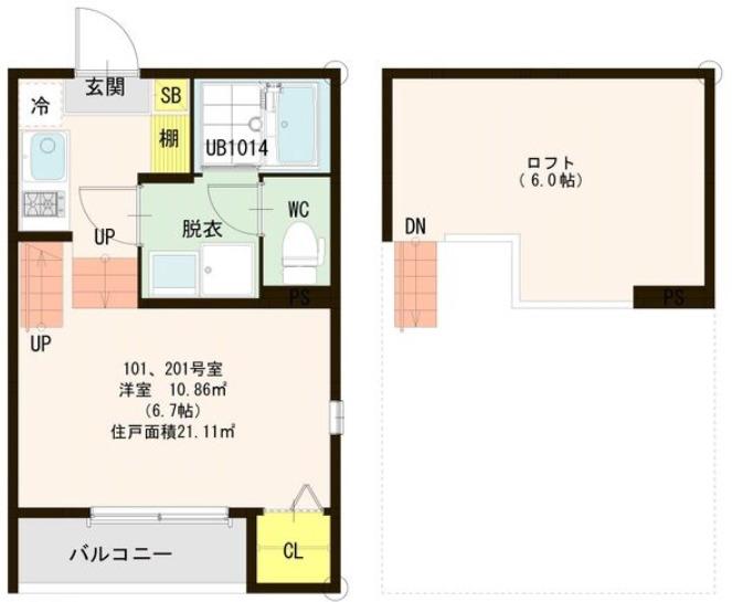 ラ・ムー長町(1K/1階)の間取り写真