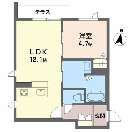  ベレオ茶屋ノ丁(1LDK/1階)の間取り写真