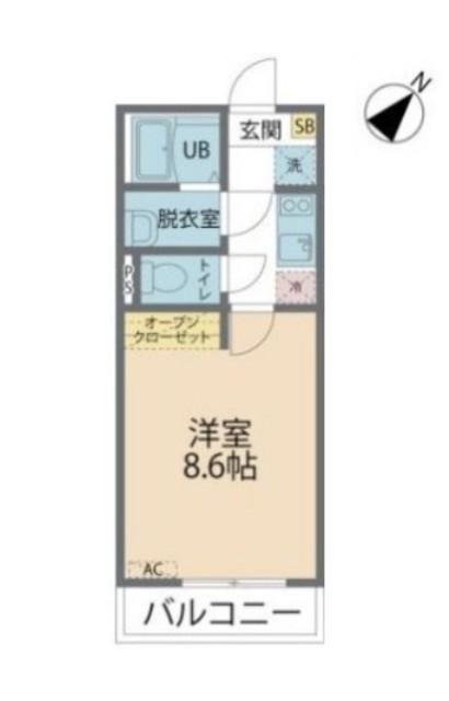 カインドネス相模大野II(1K/1階)の間取り写真