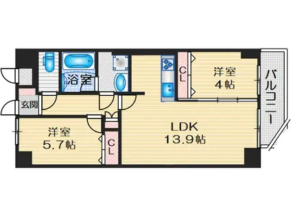 GLUCK MAISON F-TOYONAKA XV(2LDK/7階)の間取り写真