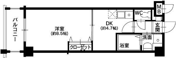 産照ビル(1DK/3階)の間取り写真