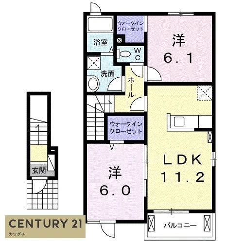 ララヴィコロ S II(2LDK/2階)の間取り写真