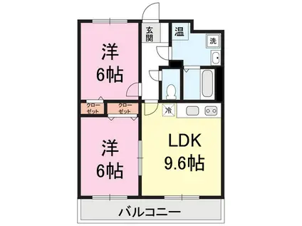 ガーデン・アイリス(2LDK/3階)の間取り写真