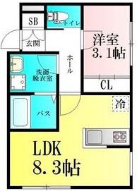 アプリーレ北仙台(1LDK/1階)の間取り写真