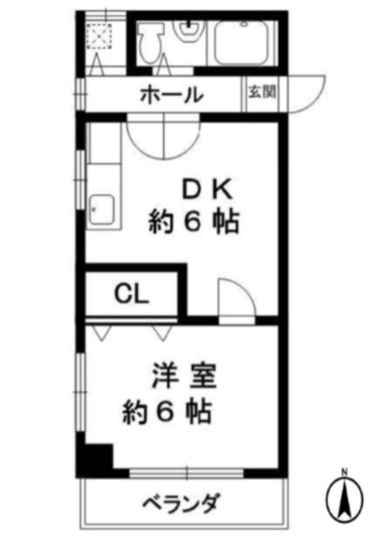 ルミエールII(1DK/4階)の間取り写真