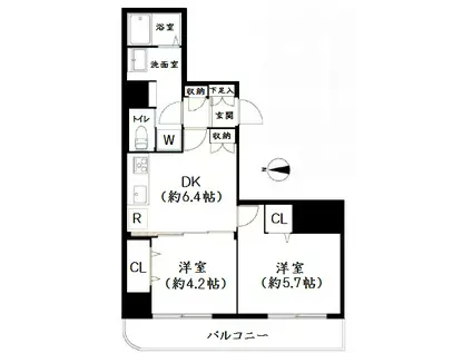 フォレスティエール(1K/2階)の間取り写真