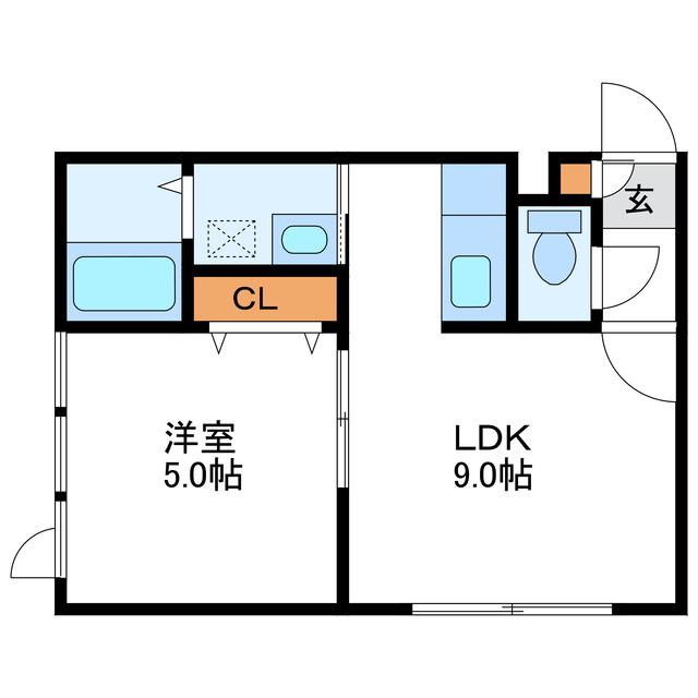 ブランノワールさっぽろST(1DK/4階)の間取り写真