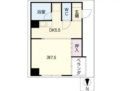 ツツミフローレ(1DK/3階)の間取り写真