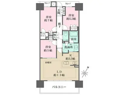 ザ・パークハウス大曽根レジデンス(3LDK/9階)の間取り写真