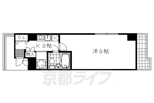 パラドール西院PART-I(1K/2階)の間取り写真