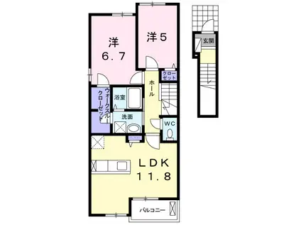 ウッディ オアシスI(2LDK/2階)の間取り写真