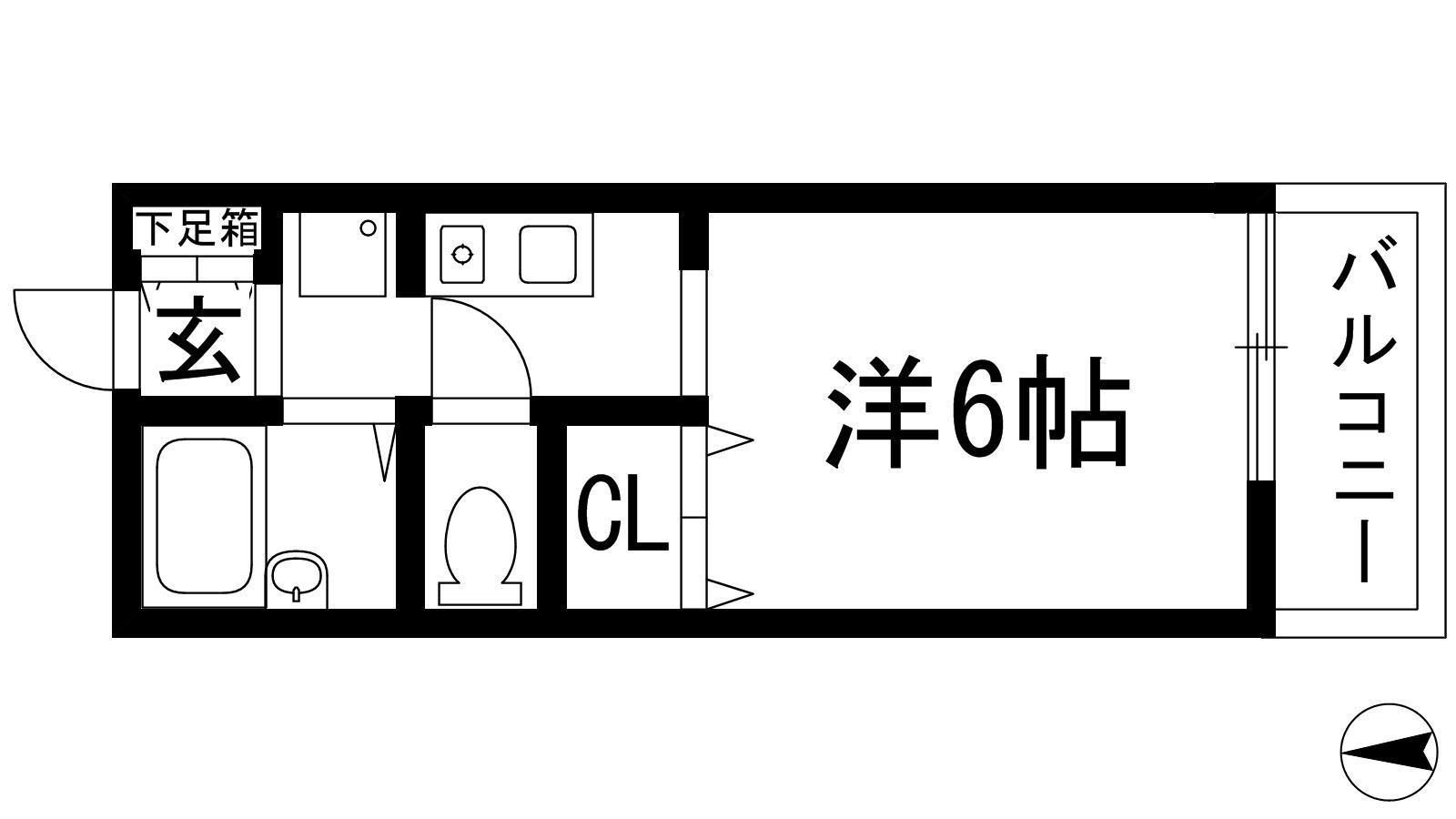 阪急今津線 甲東園駅 徒歩5分 2階建 築34年(1K/2階)の間取り写真