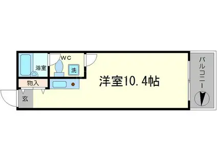 ライオンズシティ難波南(ワンルーム/2階)の間取り写真