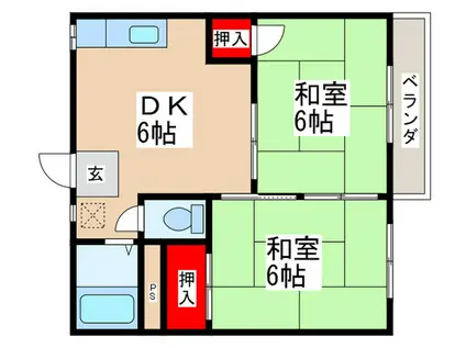 フォーブルばばA棟(2DK/2階)の間取り写真