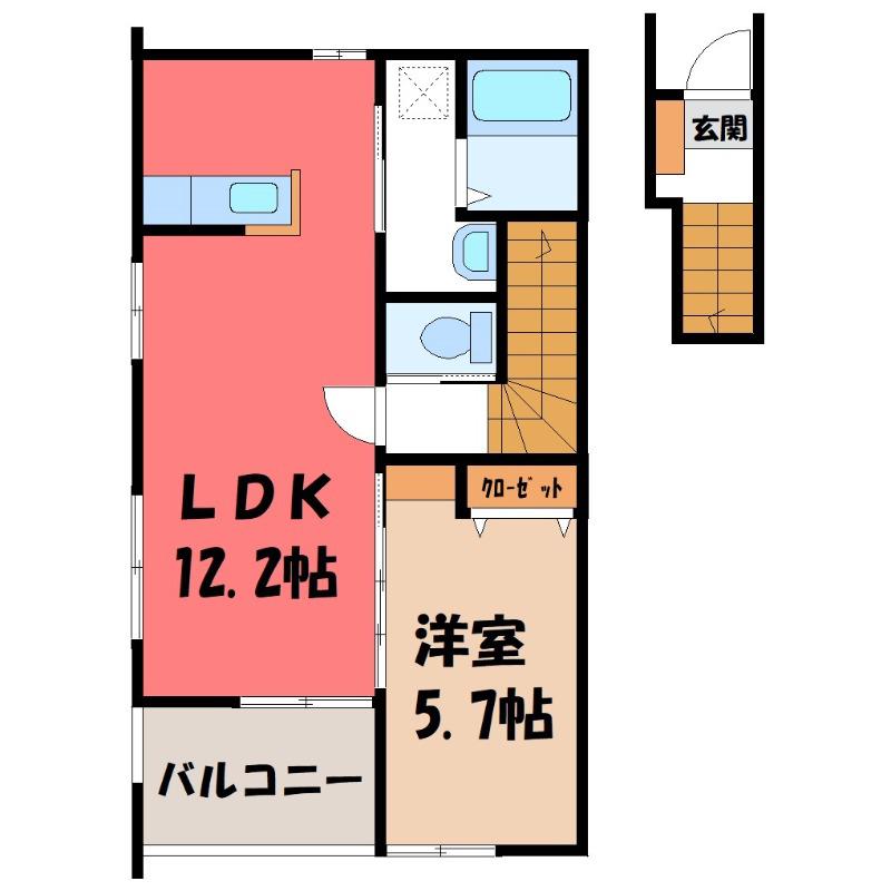 SKY HOUSE(1LDK/2階)の間取り写真
