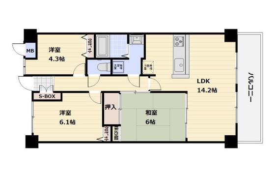 ダイアパレスウエストシティ四季の杜(3LDK/9階)の間取り写真
