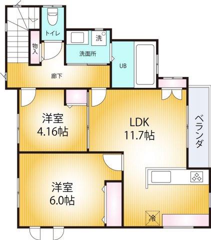 あすなろ市場町(2LDK/2階)の間取り写真