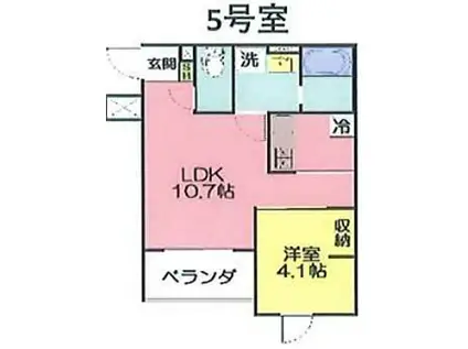 伊勢原市伊勢原3丁目マンション(1LDK/1階)の間取り写真