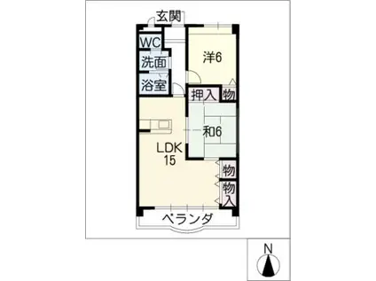 フルール初日(2LDK/2階)の間取り写真
