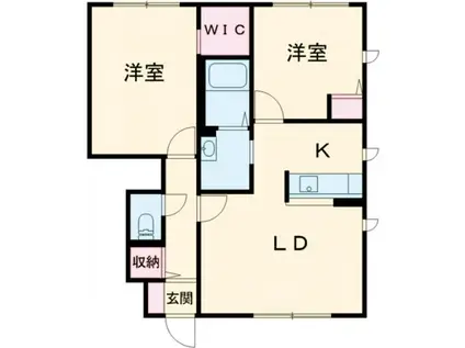 パルテール加古川 A棟(2LDK/1階)の間取り写真