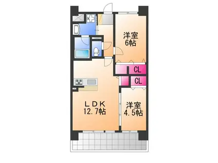 アトリエール堺寺地町(2LDK/4階)の間取り写真