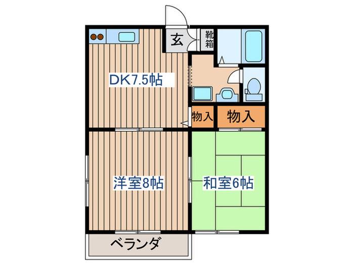 セフィラハイツ市名坂(2DK/2階)の間取り写真