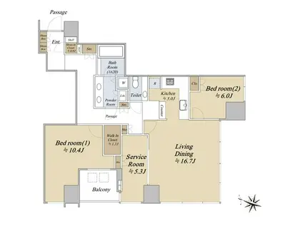大崎ウエストシティタワーズ(2SLDK/26階)の間取り写真