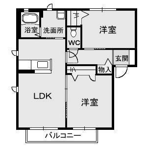 ブランシェ桜A・B棟(2LDK/2階)の間取り写真