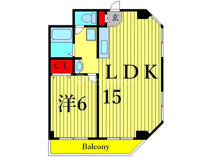 ツイン・コートE(1LDK/6階)の間取り写真