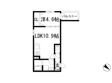 LA-CREA井口堂(1LDK/3階)の間取り写真