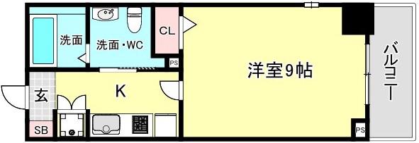 エスライズ四ツ橋(1K/8階)の間取り写真