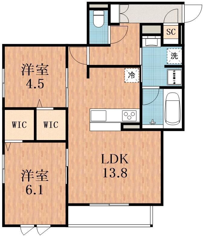 CLASHIST加美東(2LDK/2階)の間取り写真