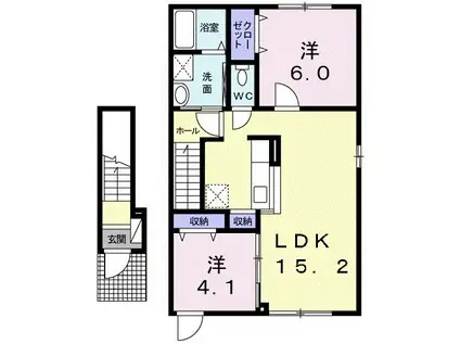 ヴィラズ テル・テル(2LDK/2階)の間取り写真