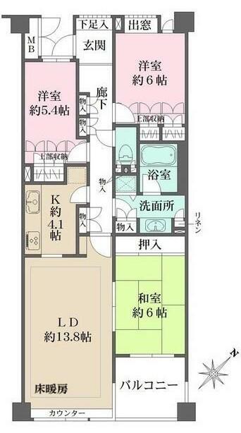 パークハウス白山御殿町(3LDK/2階)の間取り写真