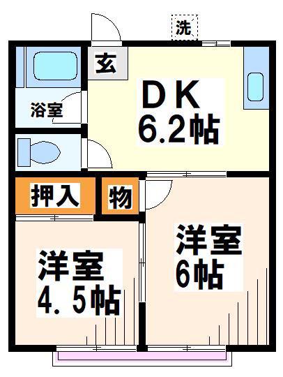 エコーハイツ(2DK/1階)の間取り写真