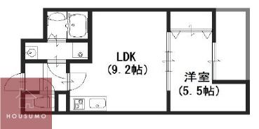 ラージヒル服部天神(1LDK/2階)の間取り写真