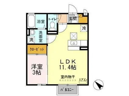 ラヴェスト・コートA(1LDK/1階)の間取り写真