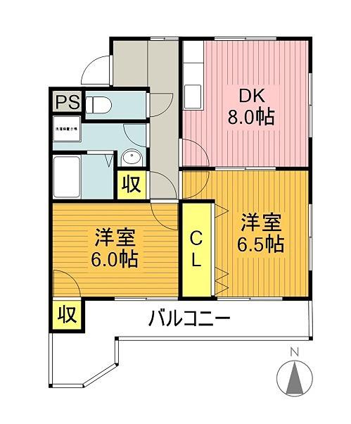 シンシアII(2DK/2階)の間取り写真