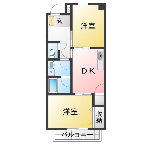 クレール三滝台(2DK/1階)の間取り写真