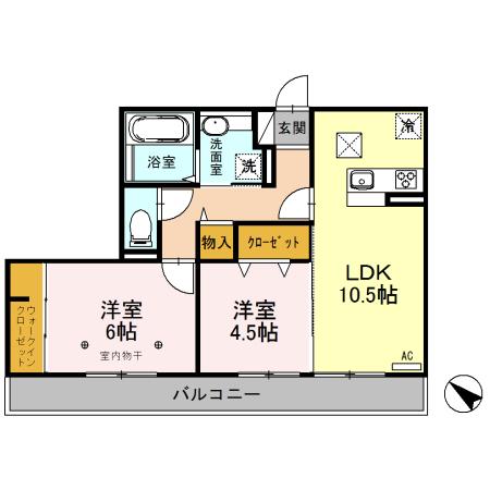 東武東上線 朝霞駅 徒歩24分 3階建 築8年(2LDK/3階)の間取り写真